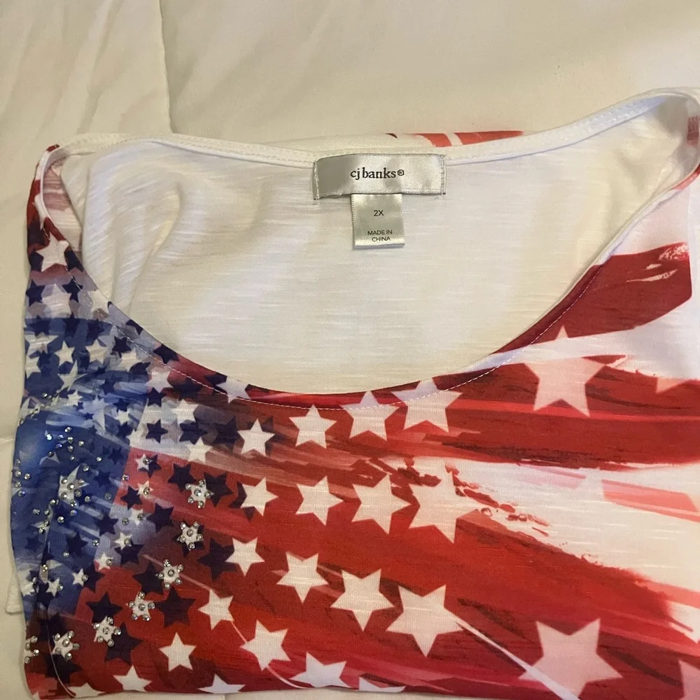CJ Banks Women’s 2X Patriotic Tops Bundle (4) Star Flag Americana Plus Size - Picture 8 of 16